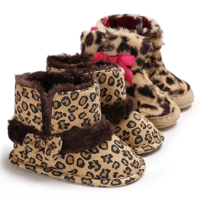 DOGEEK/0-1 год; зимняя теплая женская обувь для малышей; леопардовый узор; плюшевые зимние ботинки; детская обувь на мягкой подошве; детская обувь