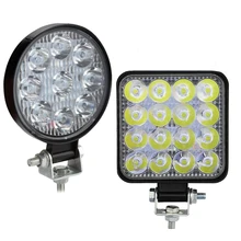 Lampe de travail 4 pouces, 9LED, 27W, 16Led, 42W, 48W, 12V, 24V, projecteur, carré, rond, pour voiture, camion, tout terrain, accessoires 