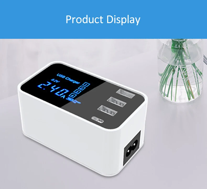 4-Порты и разъёмы Usb Зарядное устройство Мощность адаптер стационарное настольное стены Зарядное устройство светодиодный цифровой Дисплей Быстрая зарядка для мобильных телефонов для iPhone samsung