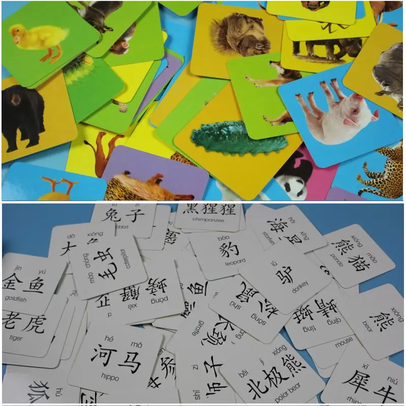 Детские просвещение; Игрушки для раннего развития детей когнитивные карточки Животные лев тигр панда 3D карты Материалы montessori английский