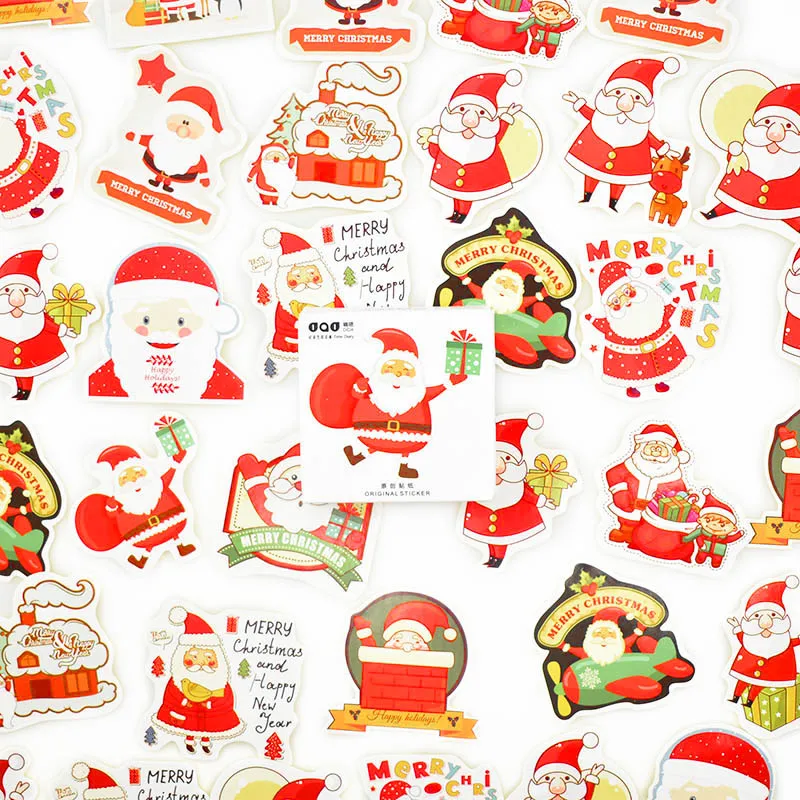 

48 Pcs/Box Merry Christmas Stickers Cute Santa Claus Decorative Stickers For Kids DIY Scrapbooking Diary Stationery Stickers