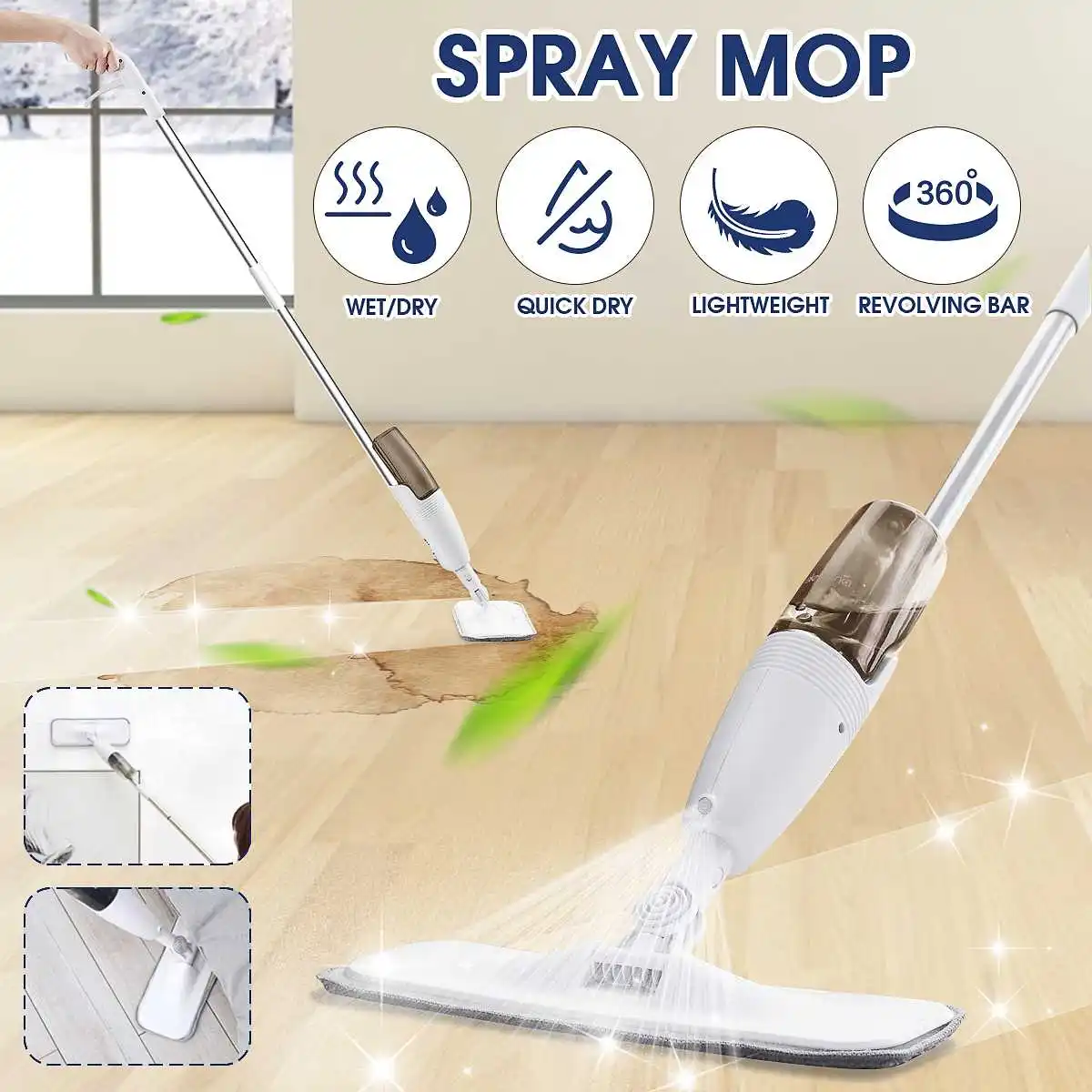 

360 Degree Turning 350ml Electric Mopping Handheld Wireless Electric Wiper Floor Window Washers Wet broom Vacuum Cleaner Machine