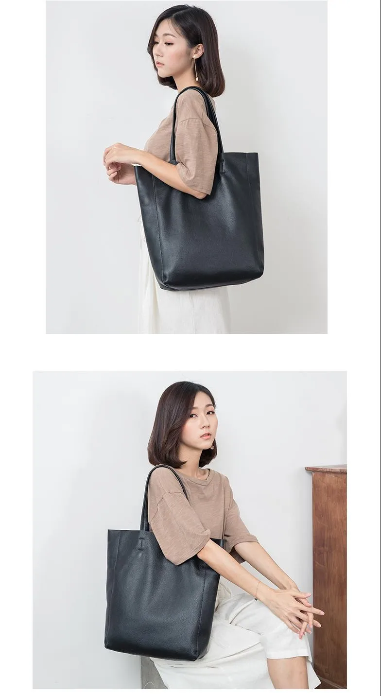 Simple Casual Leather Women Shoulder Bag Luxury Brand Designer Genuine Leather Lady Handbags Commuter Bag Large Female Totes Bag