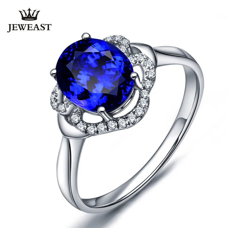 

Natural tanzanite 18K Pure Gold 2019 New Hot Selling Top Ring Women Heart Shape Ring For Ladies Woman Genuine Jewelry