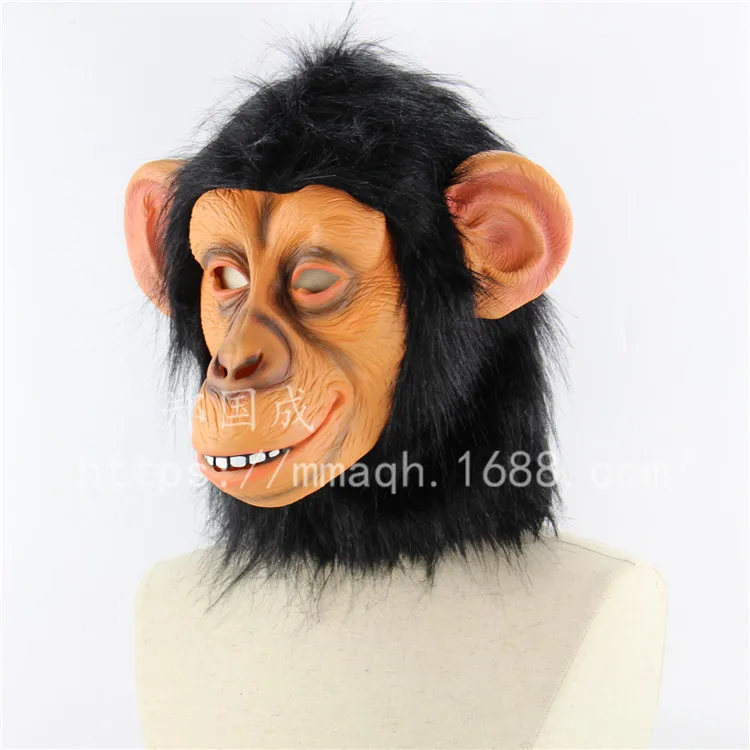 World Pass by Funny Big-Ear Monkey Хэллоуин пародия голова животного группа латексная маска гориллы