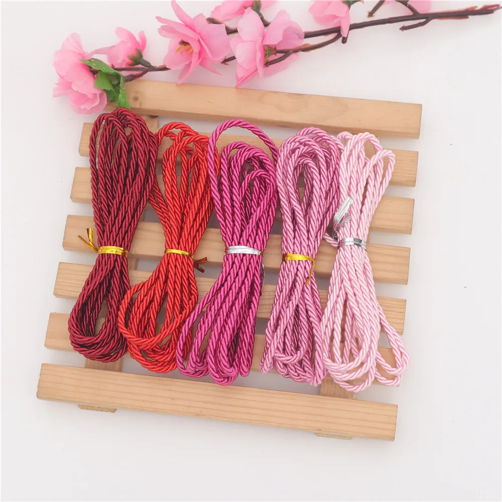 FASMILEY DIY Cord Jewelry Findings 3mm Braided Rope Multi Solid Color Twisted Thread DIY Accessories String Supplys 20m DS217
