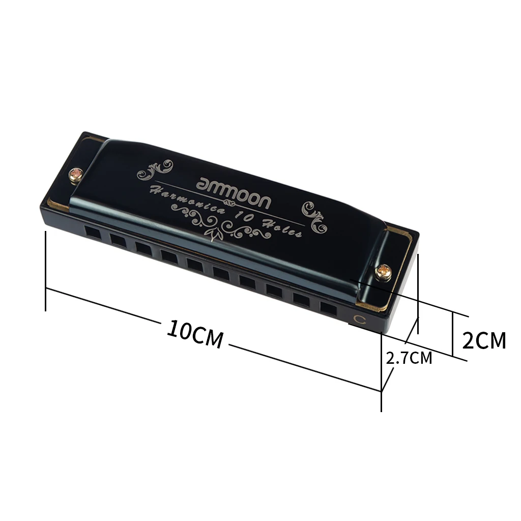 10 Holes 20 Tones Blues Harmonica Beginners Mouth Organ Key of C with Storage Case for Students Children