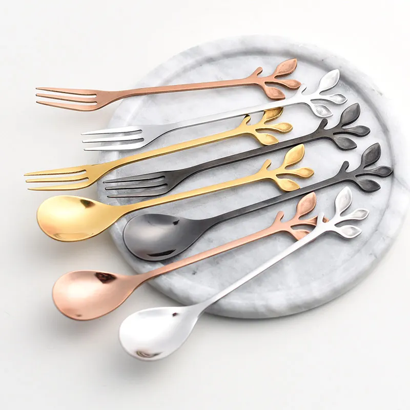 

Creative Nordic Style 304 Stainless Steel Mini Spoon Coffee Spoon Dessert Spoon With Fruit Fork Wedding Gift вилка столовая