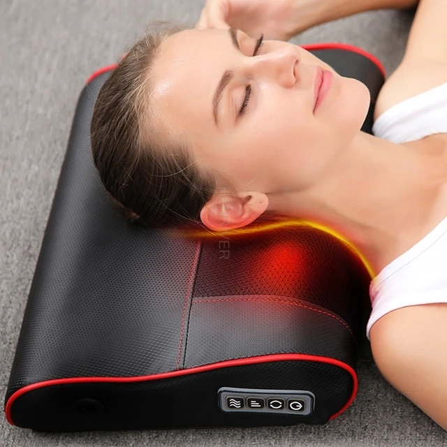 Black Shiatsu Massager Infrared Heat Neck Shoulder Back Body  Multifunctional Massage Pillow Device Cervical Healthy Massageador