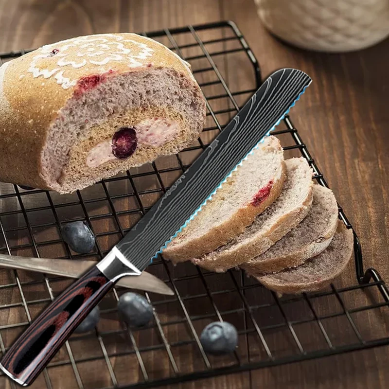  Kitchen Knife Set Laser Damascus pattern Chef Bread Eviscerate Sliced Fruit Chinese Japanese Cleave - 4000291836289