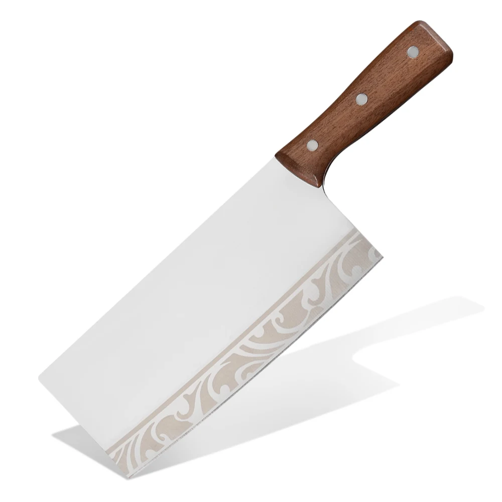 Damask 3Cr14 Кливер из нержавеющей стали 8 дюймов рубящий нож три из стали для ногтей полная деревянная ручка Tang Кливер рубящий нож - Цвет: Pattern 2