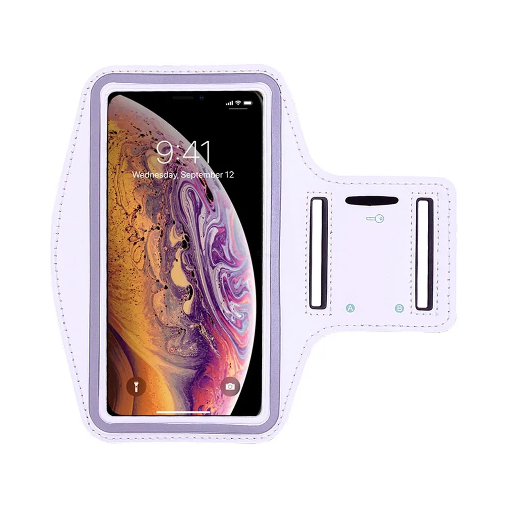 Нарукавная повязка для iPhone 11 Pro Max чехол спортивный спортзал Бег Упражнение для рук ремешок для iPhone 11 Pro Max Бег - Цвет: Белый