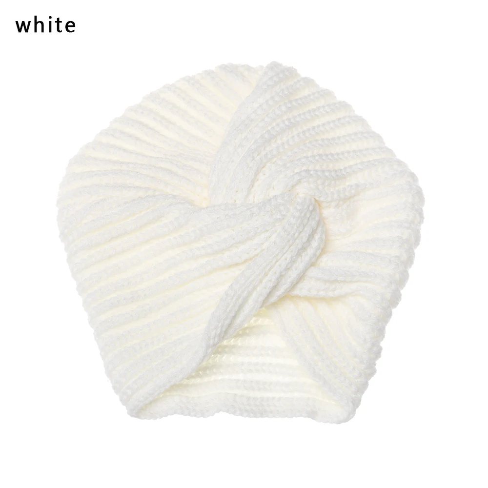 Knitted Spring Winter Hat Women Felt Hat Ladies Turban Head Wrap Caps for Women Twist Headwrap Hat Girls Croceht Beanies LLA24 - Цвет: Белый