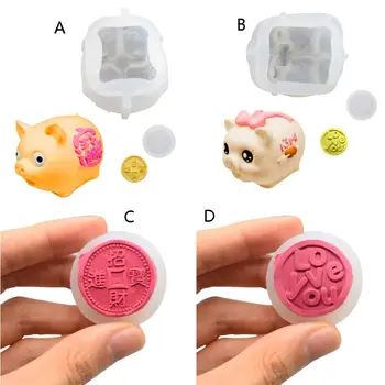 

Cute Piggy Bank Coin Resin Mold Silicone Resin Pendant Mold Jewelry Making Tools