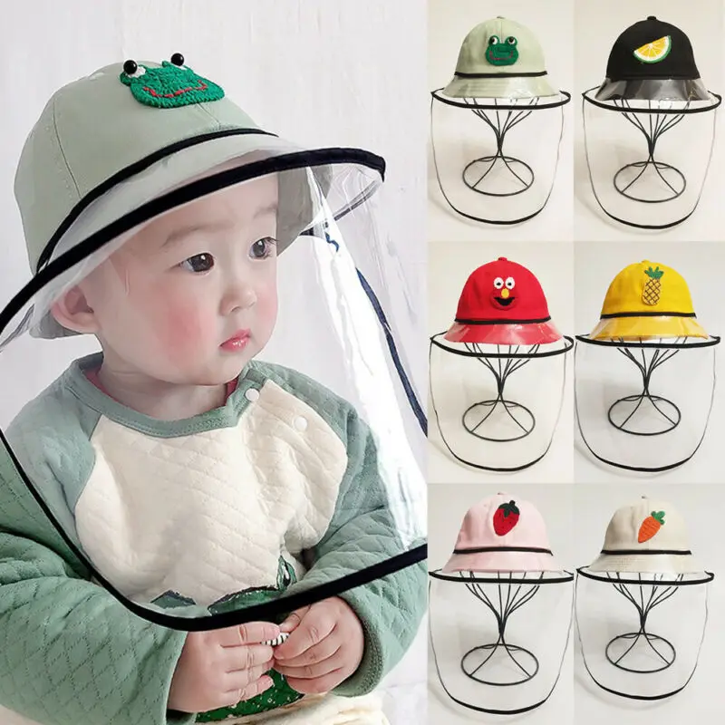 

Child Baby Safety Face Shield Mask Anti-spitting Protective Cap Cover Outdoor Hats Unisex Fisherman Hat Anti Splash Safety Tools