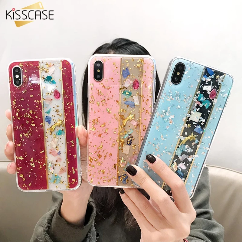 KISSCASE Luxury Protective Phone Case for iPhone XR XS MAX 7 8 6 6S Shiny Glue Back Cover For 6s Plus X 10 Capinhas |