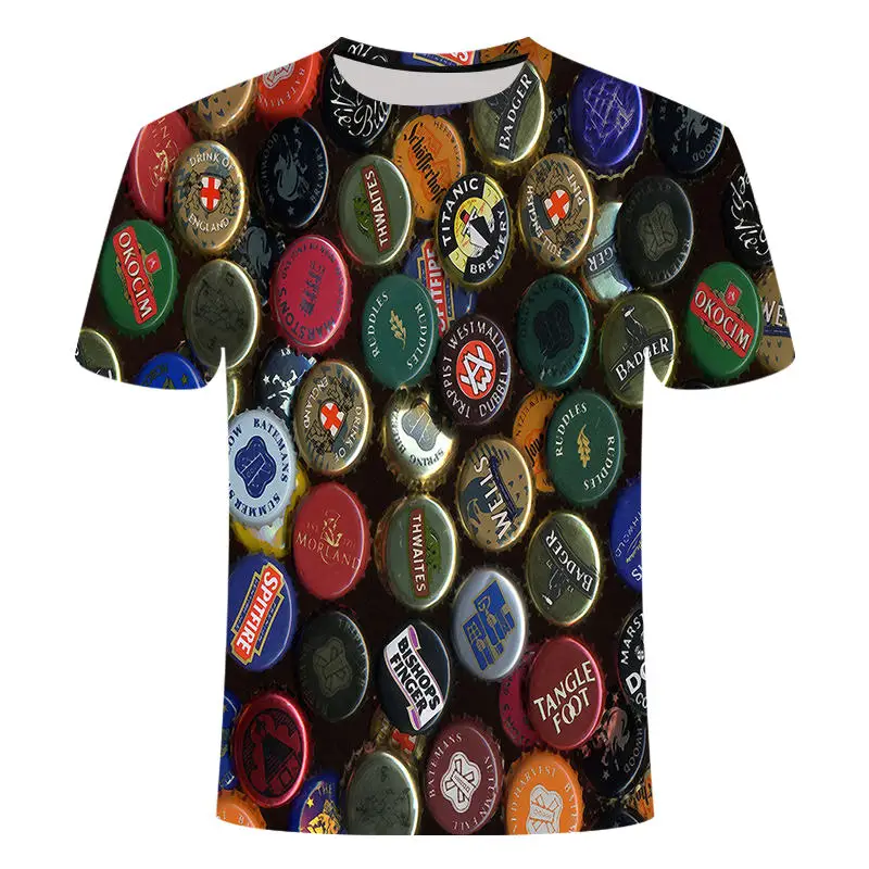 Camisas engra�adas de t Ver�o 2019 da marca de roupas masculinas o-pesco�o rel�gio jaqueta cerveja-manga curta 3d camiseta digit Camisas engra�adas de t Ver�o 2019 da marca de roupas masculinas o-pesco�o rel�gio jaqueta cerveja-manga curta 3d camiseta digit