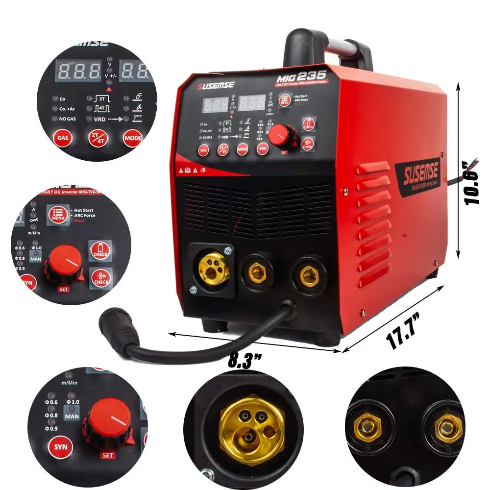 US $360.00 TIG MMA MIG Welder 3IN1 Combo MultiFunction Tosense Welding Machine 220V New Design GasNo Gas Welder MIG235