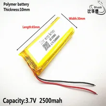 Литровая энергетическая батарея хорошего качества 3,7 в, 2500 мАч, 103065 полимерная литий-ионная/литий-ионная батарея для игрушек, банка питания, gps, mp3, mp4