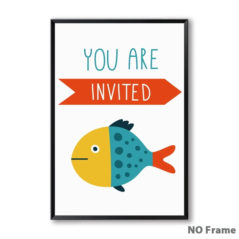 07G-Simple-Abstract-Cartoon-Ocean-Fish-English-A4-Canvas-Art-Painting-Print-Poster-Picture-Wall-Child (6)