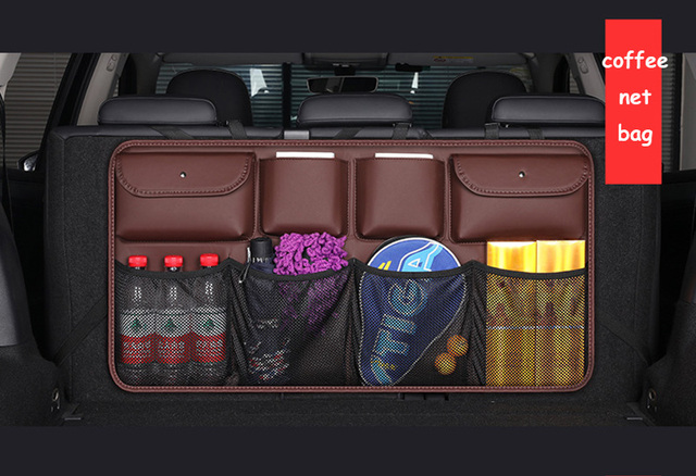 Leather Car Rear Seat Back Storage Bag High Quality Car Trunk Organizer Auto Stowing Tidying Interior Accessories Universal