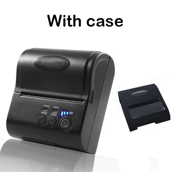 3 дюймов 80 мм Bluetooth мини Термальность чековый принтер Портативный USB принтер Поддержка компьютер Android Бесплатный SDK Поддержка печать логотипа - Цвет: Printer with Case