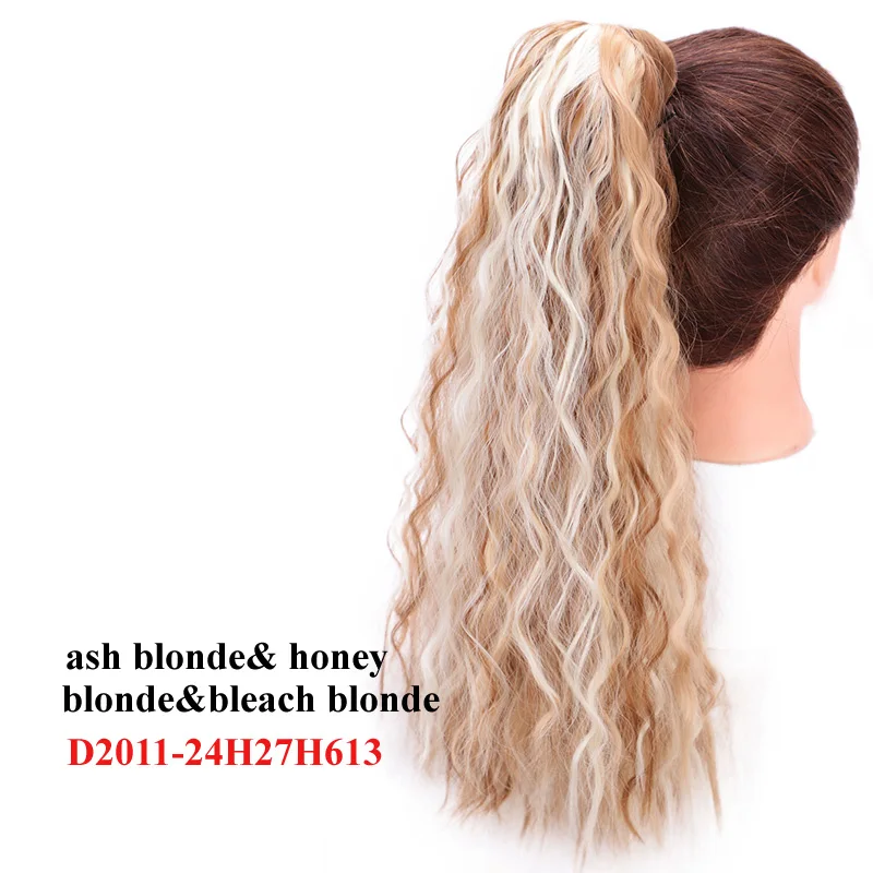 D2011-24H27H613 AISI BEAUTY, кудрявый прямой конский хвост, шиньон, синтетический, длинный, афро, кудрявый, обертывание вокруг волшебной пасты, кудрявый конский хвост, наращивание волос - Цвет: D2011-24H27H613