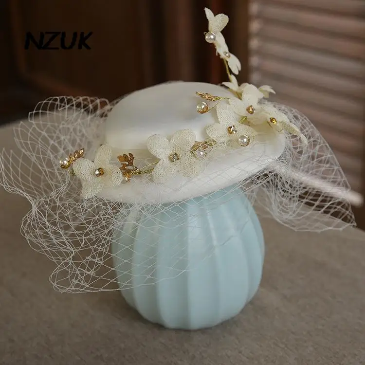 

NZUK Fascinator hats for women wedding and church Flower Face Veil Headdress Wedding Bridal Ladies Headwear Hair Clip