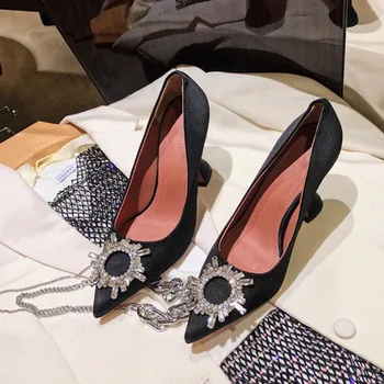 

Pumps Shoes Women Zapatos De Mujer Pointed Toe Ladies Shoes Thin Heels Shoes Rhinestone Shallow Heels Women Party Sexy Stiletto