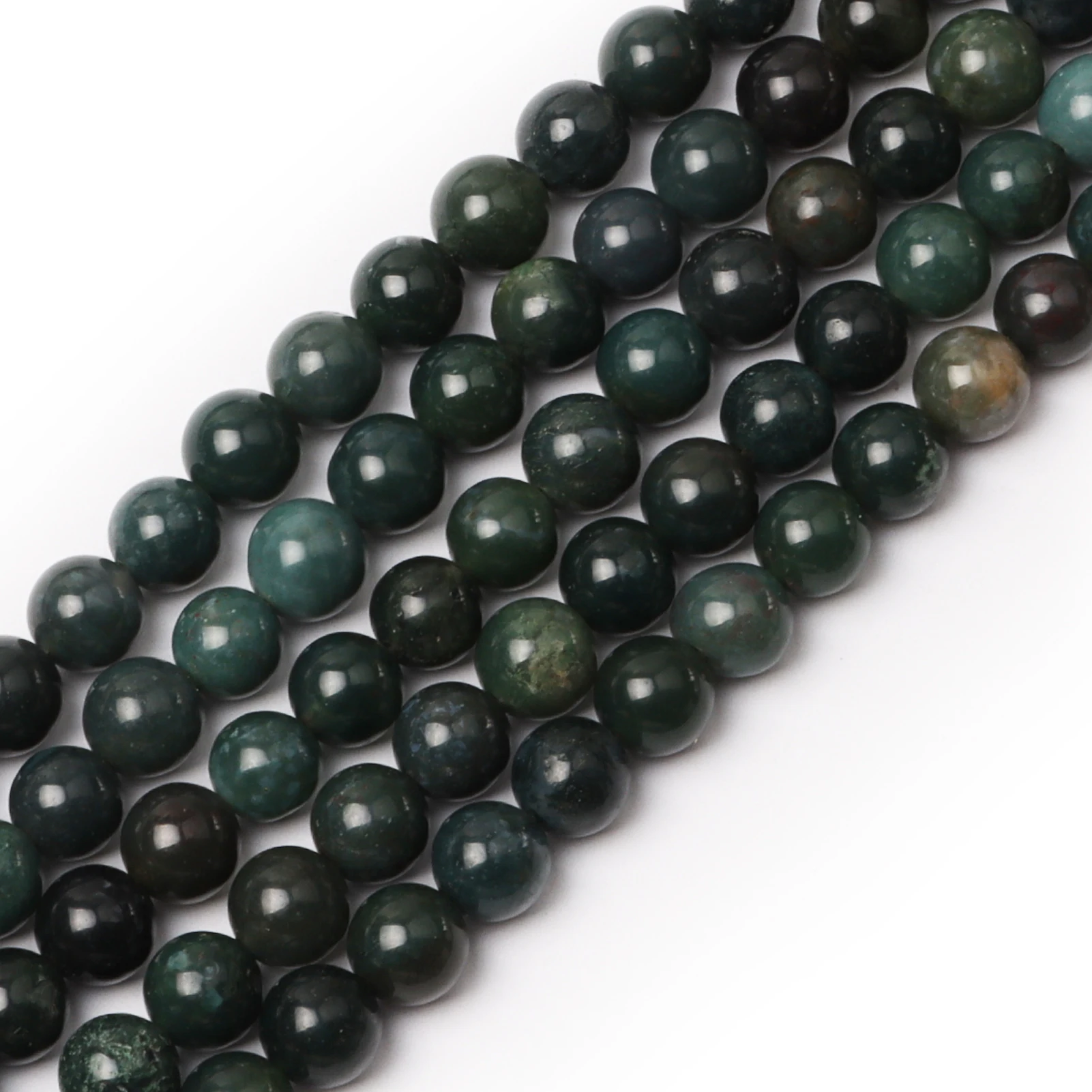 Natural Round Stone Beads Gemstone Hole Size 6/8/10mm Crystal Energy Healing Power Smooth Loose Moss Agate | Украшения и
