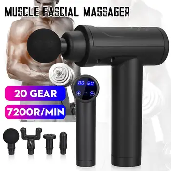 

7200r/min USB Smart Electric Massage Gun 20 Gears Adjustable Therapy Fascial Body Massager Relaxation Pain Relief Machine