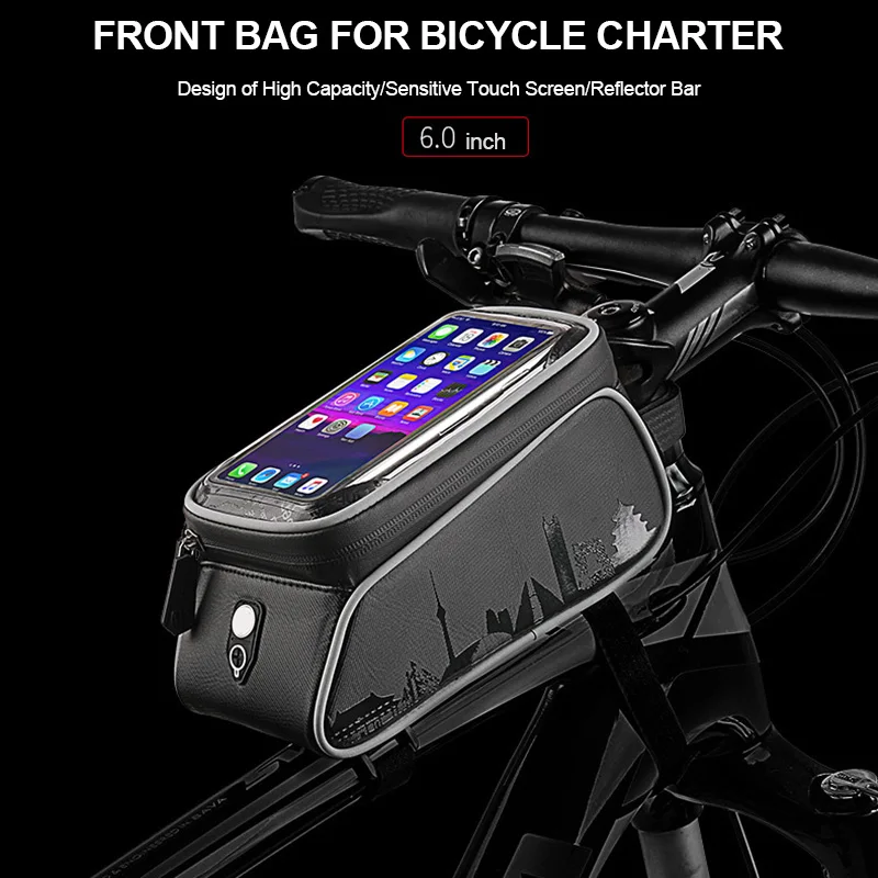 

Hot Bike Front Beam Bag Waterproof 6.0in Large Capacity TPU Touchscreen Multi-purpose Bag MVI-ing