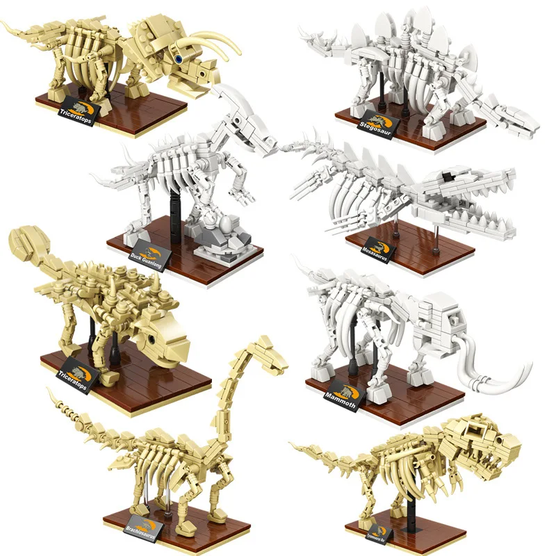 

2020 Jurassic Park Dinosaur Museum Tyrannosaurus Rex Fossil Skeleton Model Childrens Assembled Building Block Kids Toys