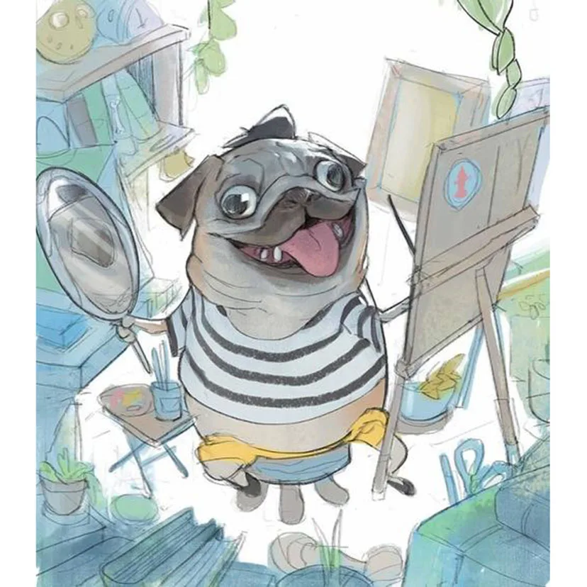 5D Full Drill DIY Diamond Painting Pug Animal Embroidery Cross Stitch For Home Decor Handmade Craft JX483 | Дом и сад