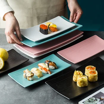 

10-inch Japanese-style Ceramic Matte Rectangular Western-style Steak Salad Plate Household Multi-standard Fruit Cake Sushi Plate