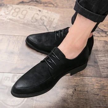 

Fashion Men Casual Leather flats Shoes Men Leather Shoes Work Safety Shoes All season Waterproof leather lace up shoes men w5