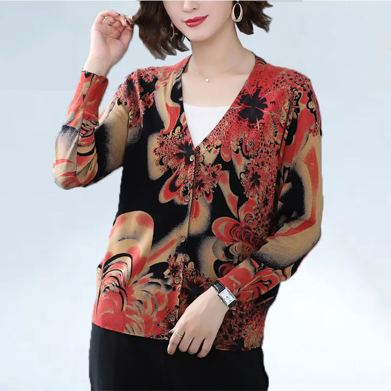 black Осень, кашемировый свитер, пальто, женский короткий свитер с цветами, женский свободный свитер большого размера с v-образным вырезом, кардиган, пальто - Цвет: black