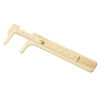 

Solid Brass Pocket Caliper Mini Ruler Measurement Tool Ruler 100mm Single Scale Jewelers Measure Tool