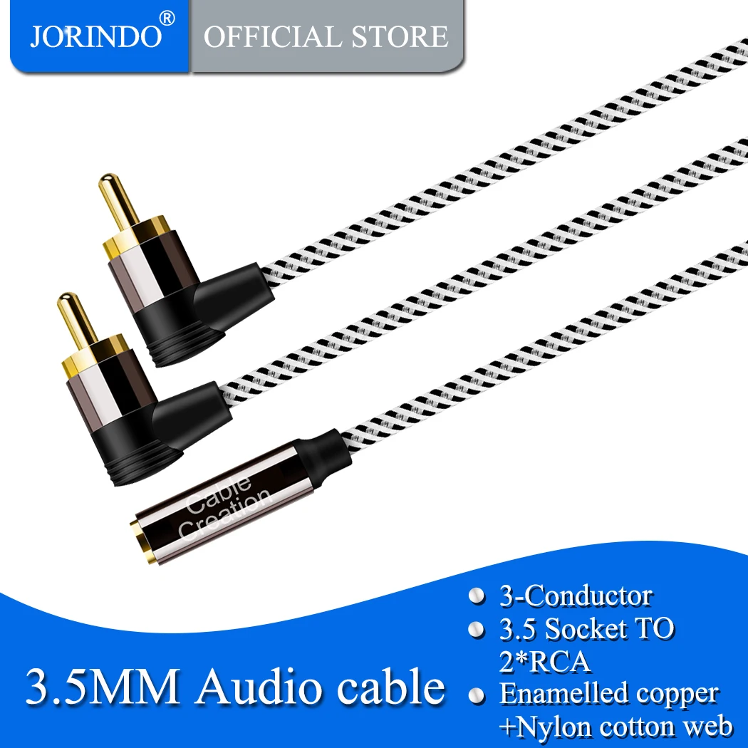 3.5mm to RCA Cable JORINDO Female Angle 2RCA Male Stereo Audio Gold Plated for Smartphones Speakers Home Theater | Электроника
