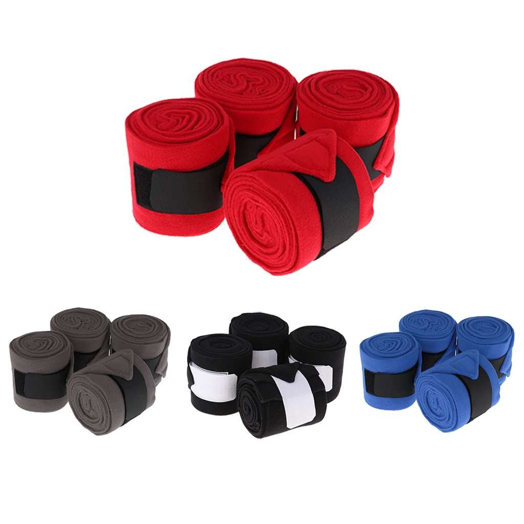 4pcs Soft Fleece Equestrian Leg Wraps Bandage For Horse Riding Racing