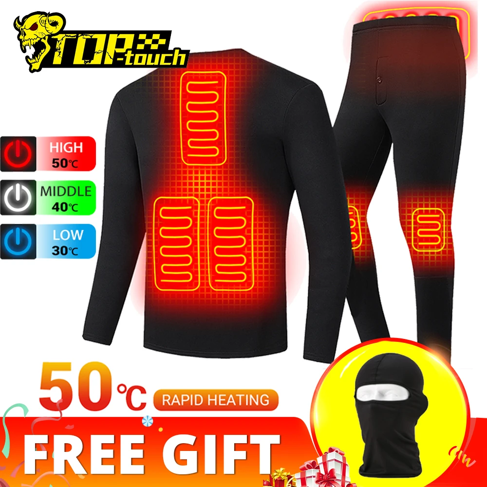 New Heated Motorcycle Jacket Men Women Heated Thermal Underwear Set Usb