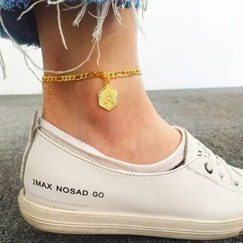 

Vintage A-Z Alphabet Anklet Bracelet for Women Letter Leg Chain Gold Color Initial Ankle Foot Chain Friendship Beach Jewelry