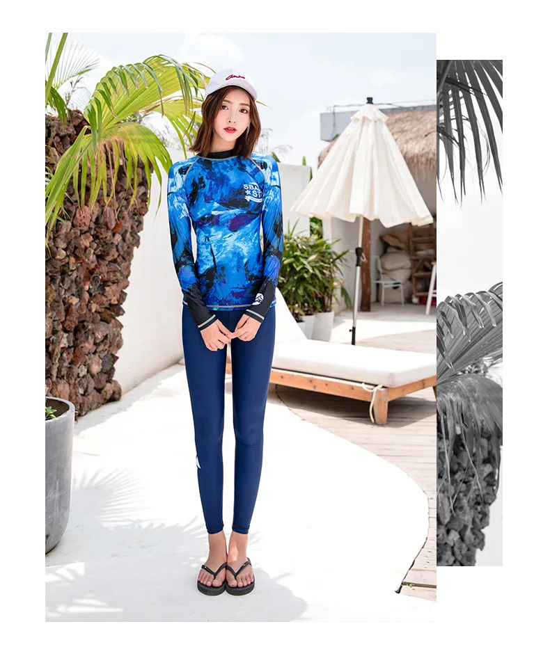 

Sbart rash guard women long sleeve swimwear uv protection swim shirts t shirt for swimming rash guard pants surfing suit