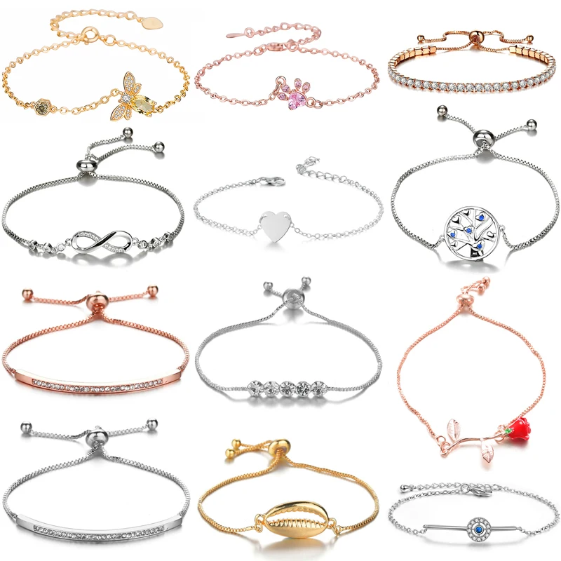 

30 style Luxurious Crystal Brand Bracelet Adjustable Charm Bracelet For Women High Quality Cubic Zircon Simple Bracelet Jewelry
