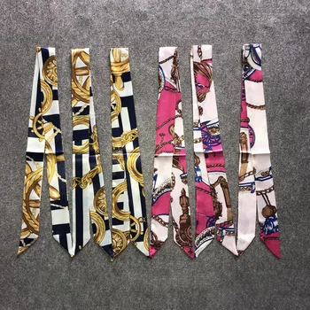 

New 1pc 18 Colors Silk Small Women Fashion Scarf Hair Bag Handle Decoration Tie Multifunction Hand Ribbon Scarf 5*105cm Hot Sale