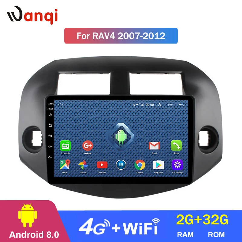 

wanqi 4G Lte All Netcom 10.1inch Android 8.0 Car GPS Navigation for Toyota RAV4 2007-2012 Support Stereo Audio Radio Video