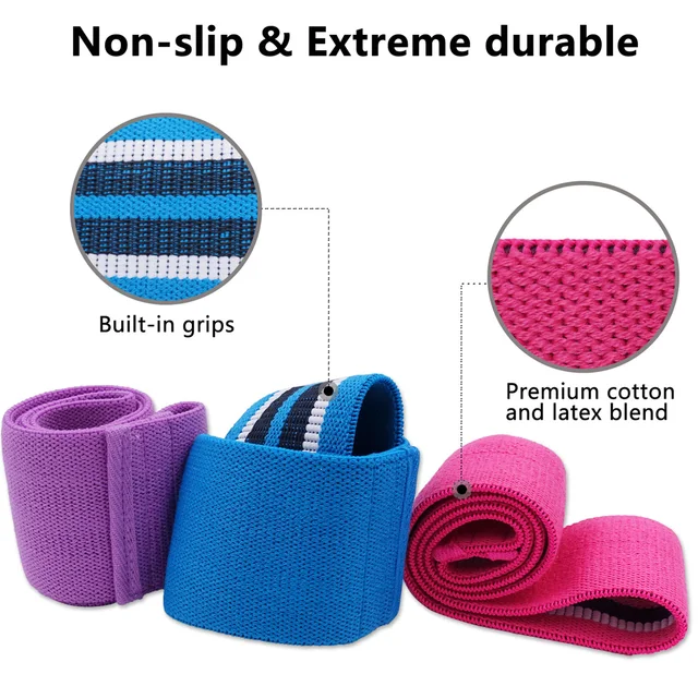 Booty Bands Hip Resistance Bands Set Fabric Non Slip for Fitness Yoga Pilates Legs and Butt Glute Workout Stretching Training 3