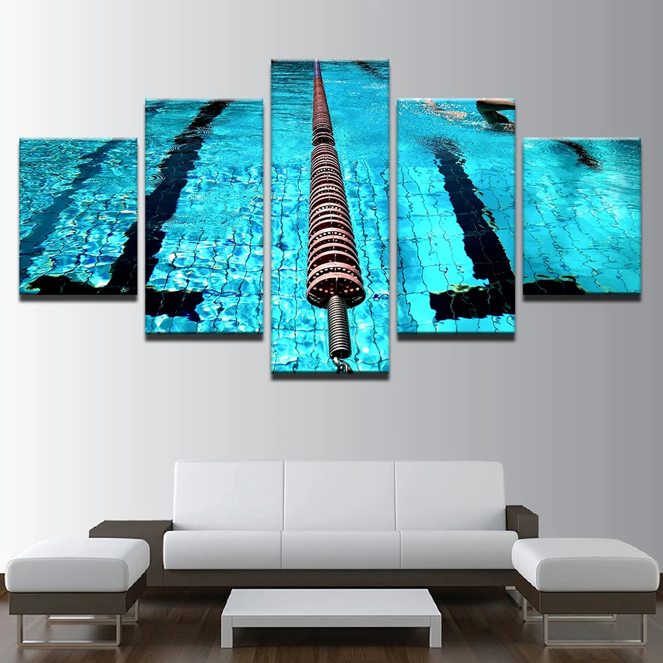 HD Canvas Art Painting For Living Room Wall Decor 5 Pieces Swimming Pool Picture | Дом и сад