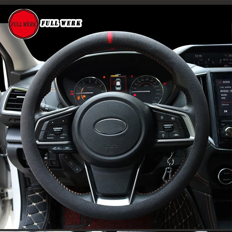 

Hand Stitched Fleece Anti Slip Car Steering Cover Steering Wheel Wrap Protector Decor for Subaru 19 20 Forester 18 19 Outback XV
