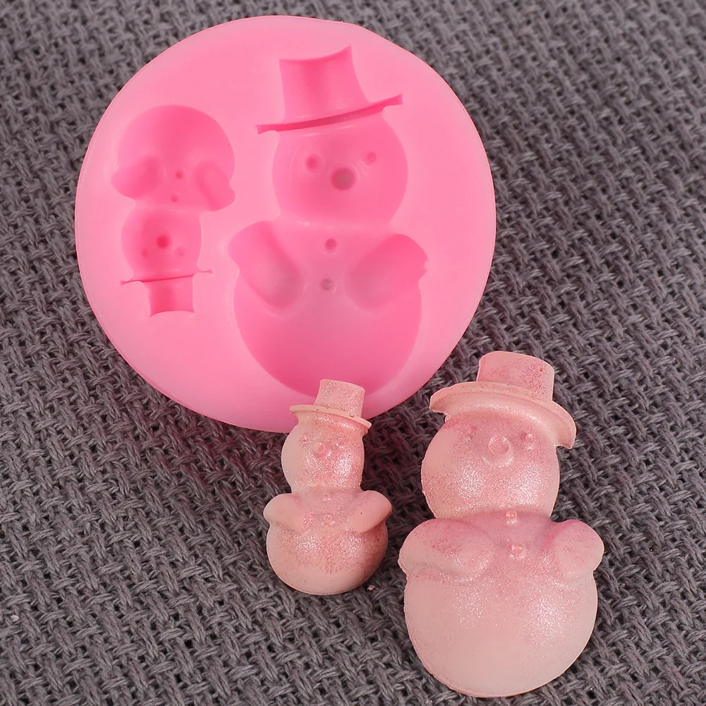 Christmas series two hole snowman chocolate silicone mold DIY fondant cake Kitchenware candy molds | Дом и сад
